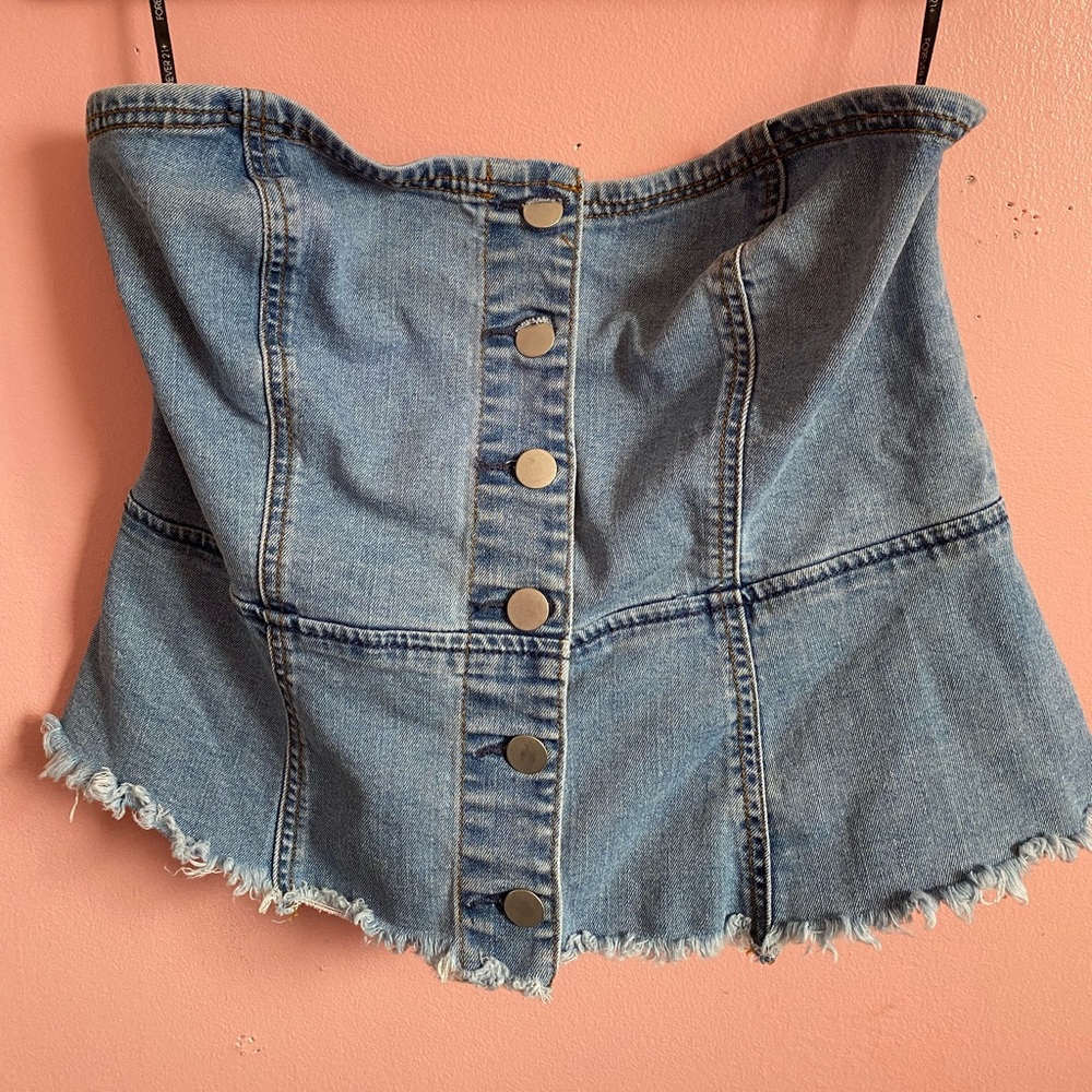 1x Forever21 Blue Jean tube top (fits snug, possibly like a size  L)